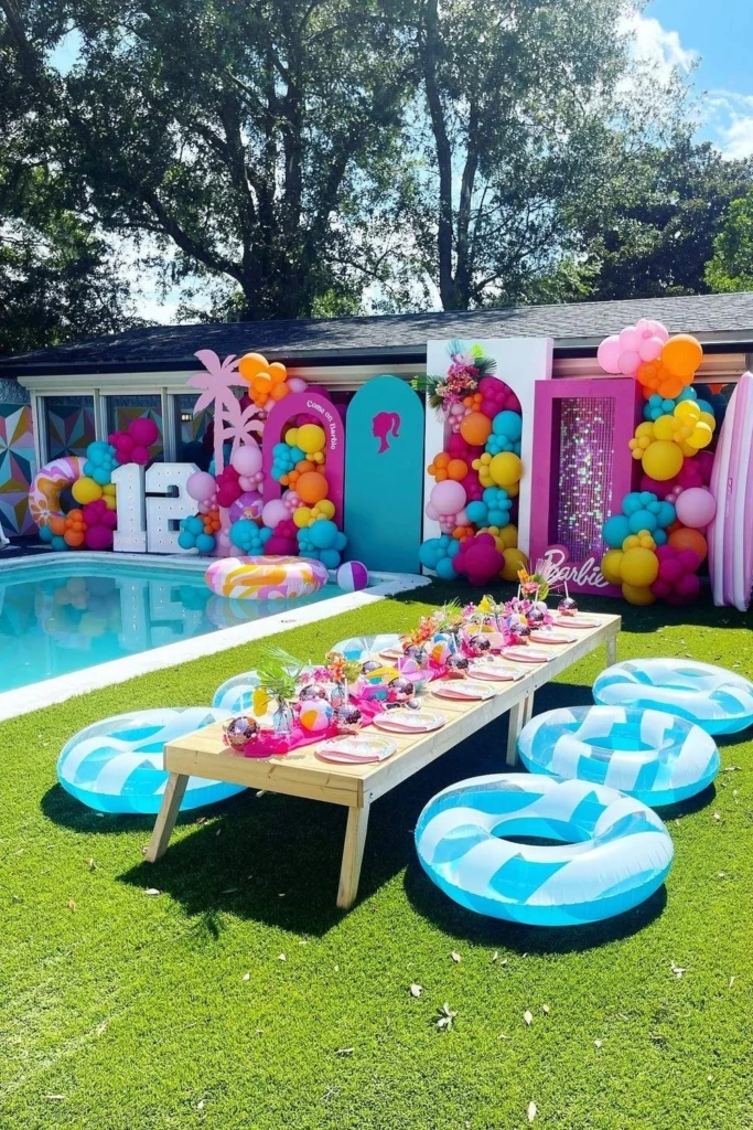11. Barbie-Themed Pool Party