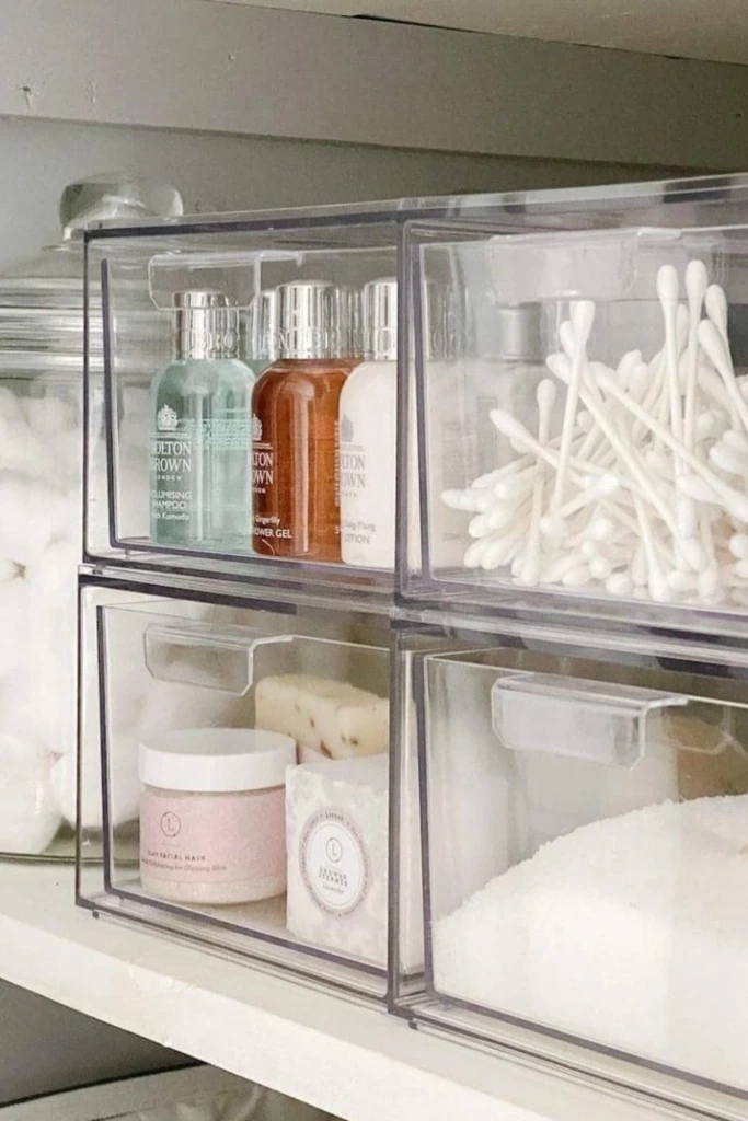 Clear Drawer Stack for Bathroom Supplies