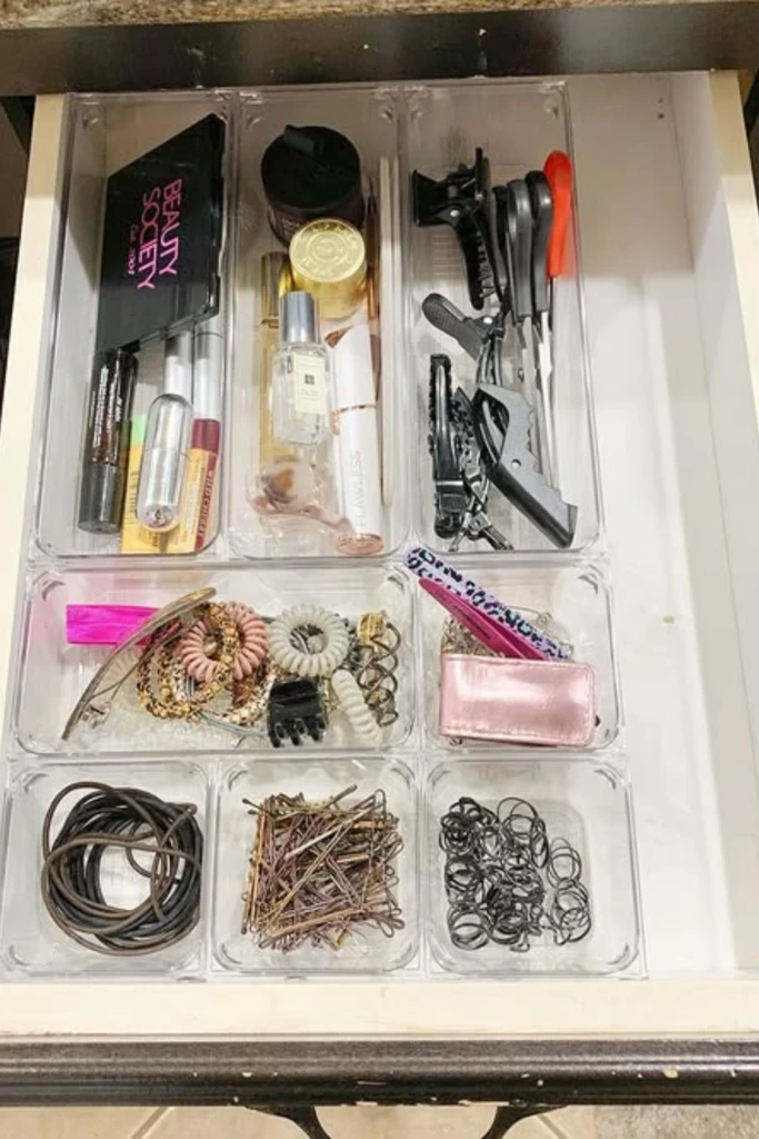 Hair Accessories and Tools in Clear Sections