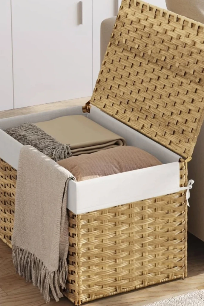 Woven Basket with Lid Storage