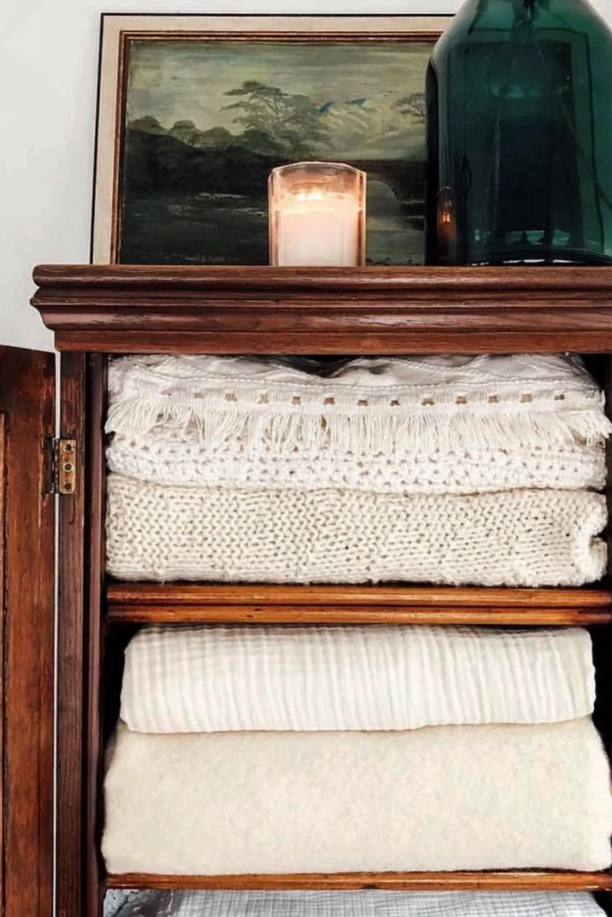 Vintage Cabinet Blanket Storage
