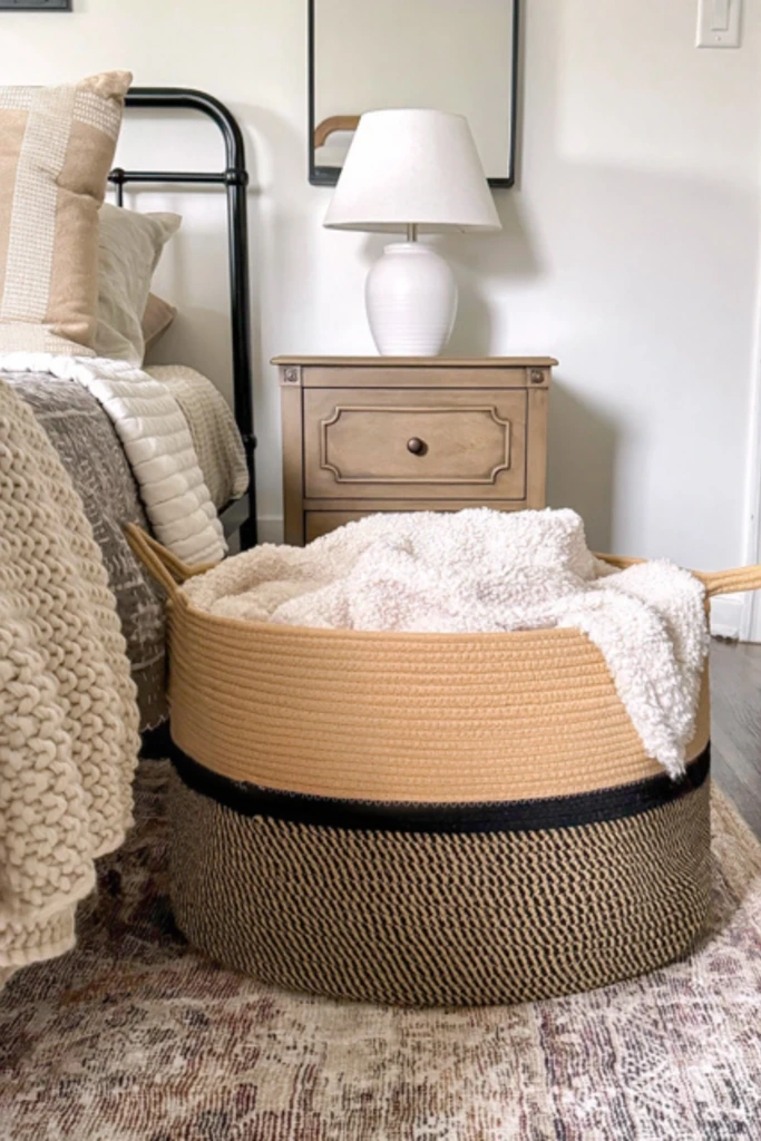 Cozy Basket Beside the Bed