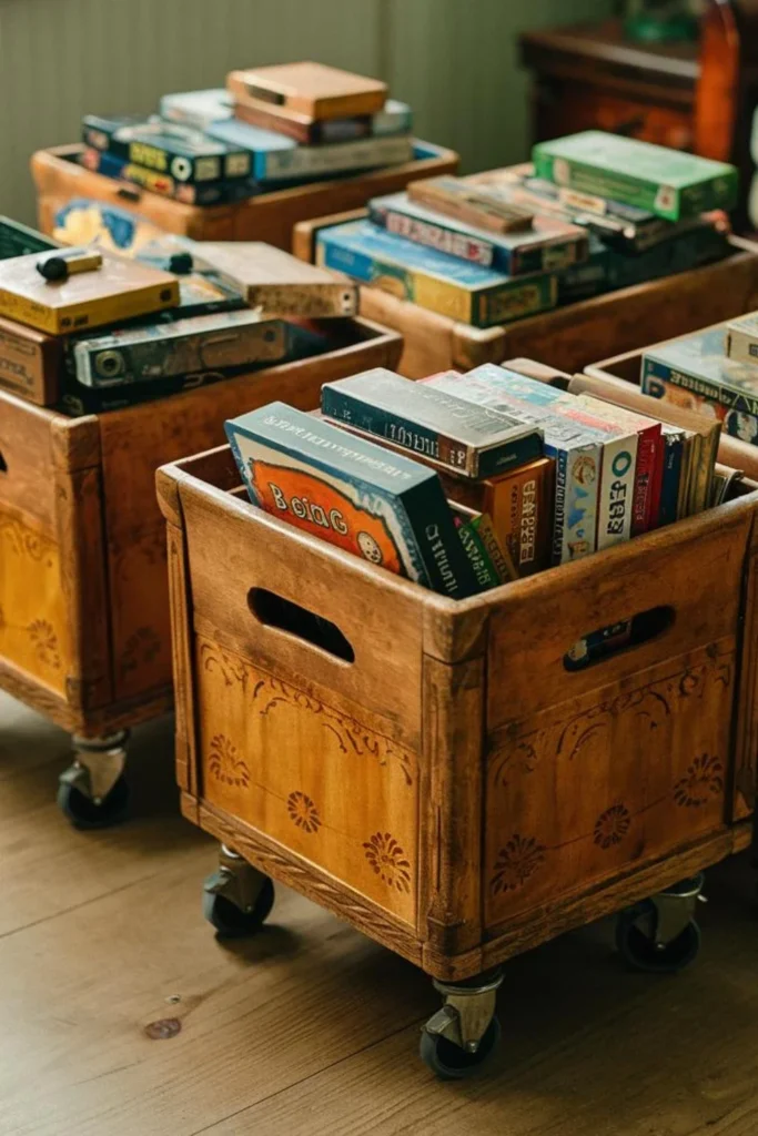 Vintage Crates on Wheels