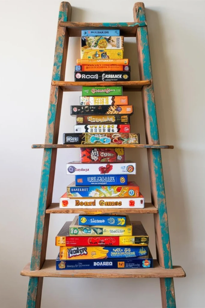 Repurposed Ladder Shelf