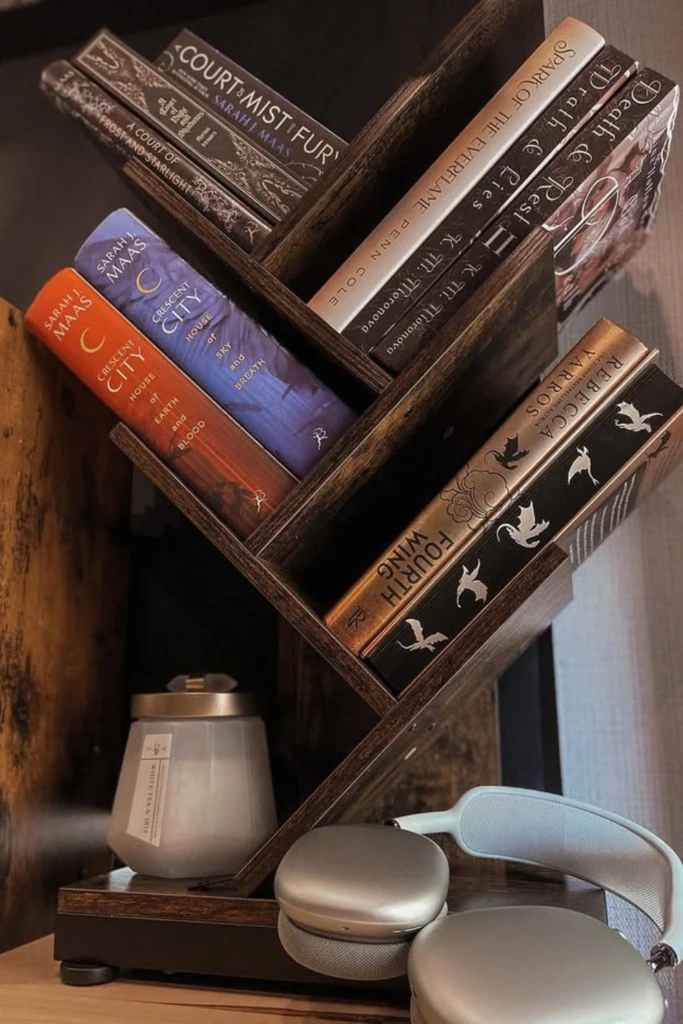 Use a Compact Diagonal Book Rack