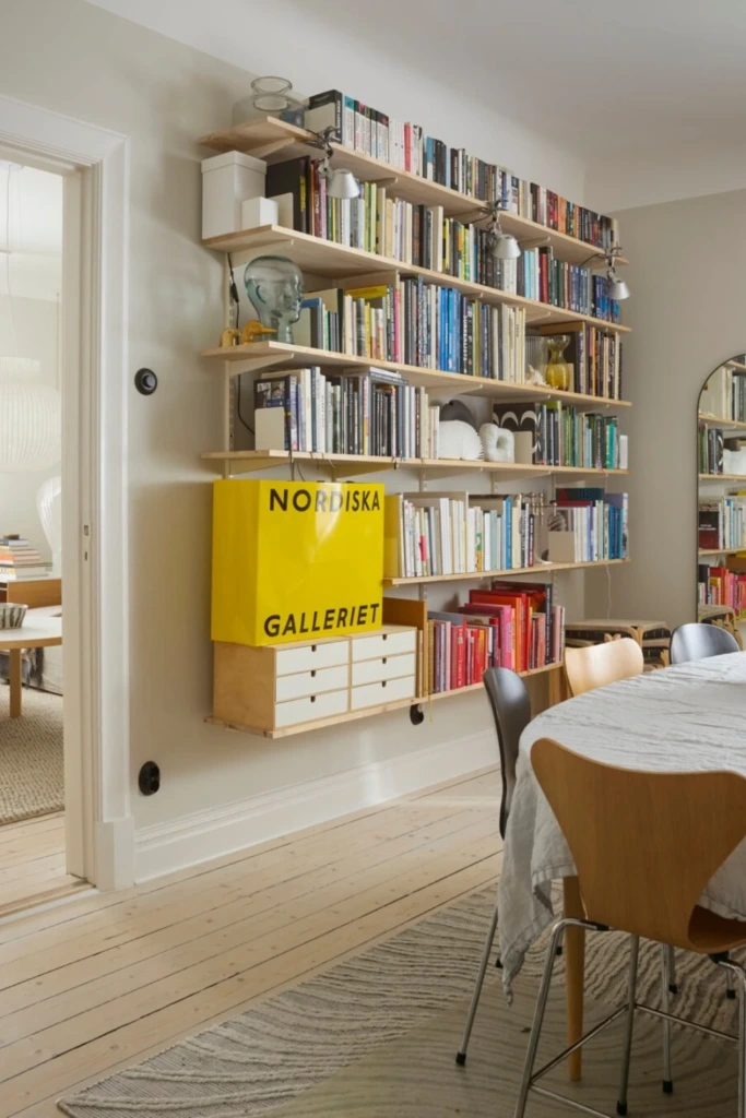 Mount Floating Shelves for a Modern Library Wall