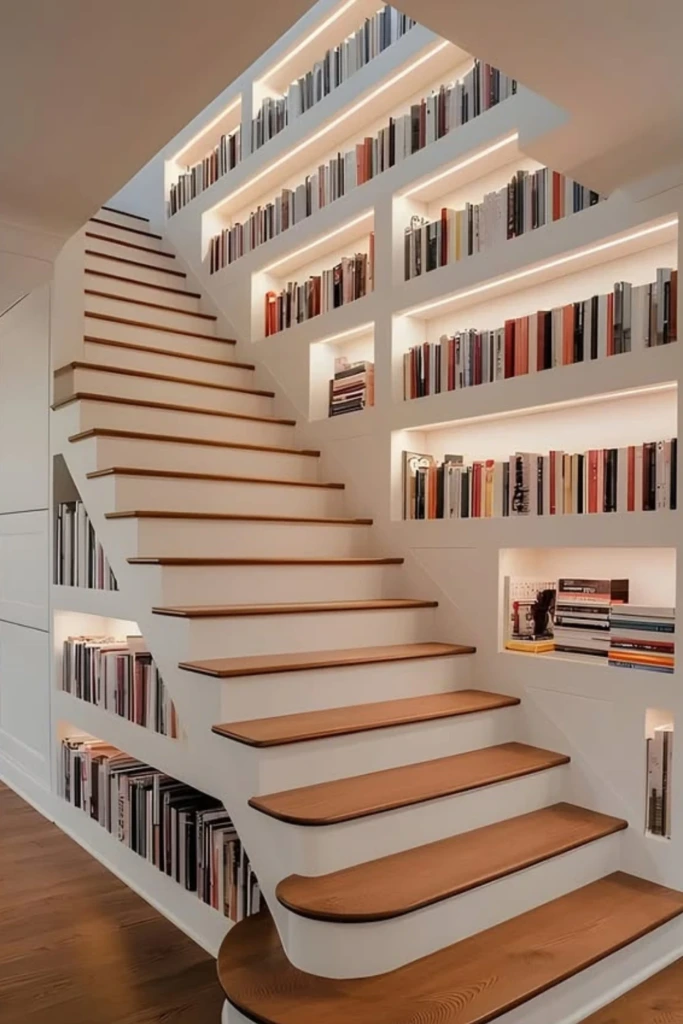 Turn Stair Walls into a Built-In Library