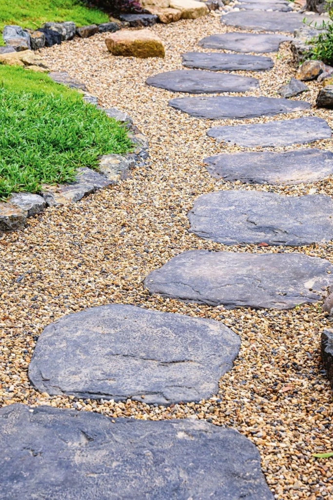 Stepping Stones in Pea Gravel