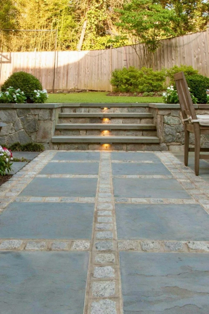 Large Pavers With Small Stone Edging