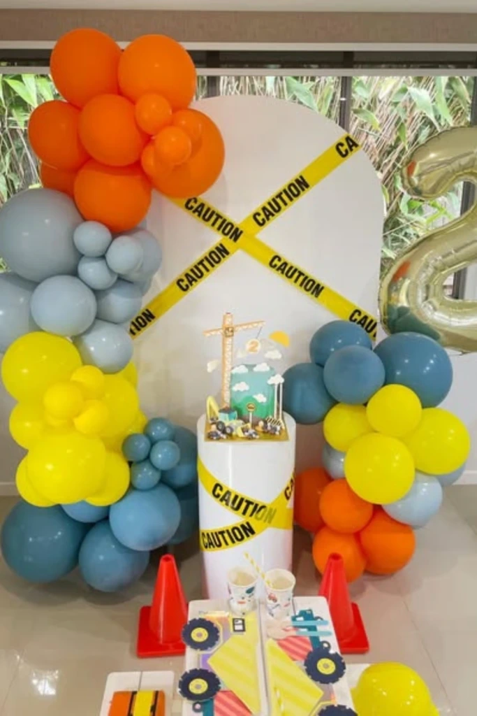 Balloon and Caution Tape Backdrop