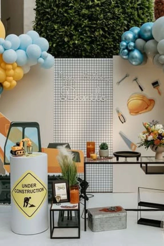 Excavator Balloon Backdrop