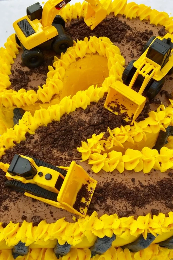 Number Shaped Construction Cake
