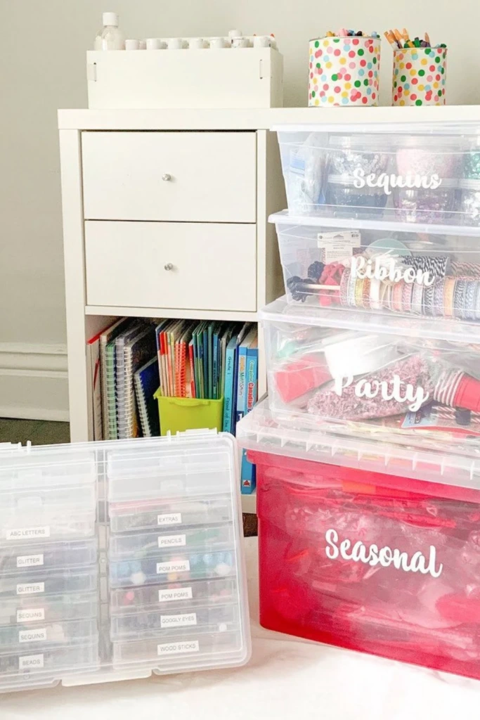 Labeled Plastic Bins