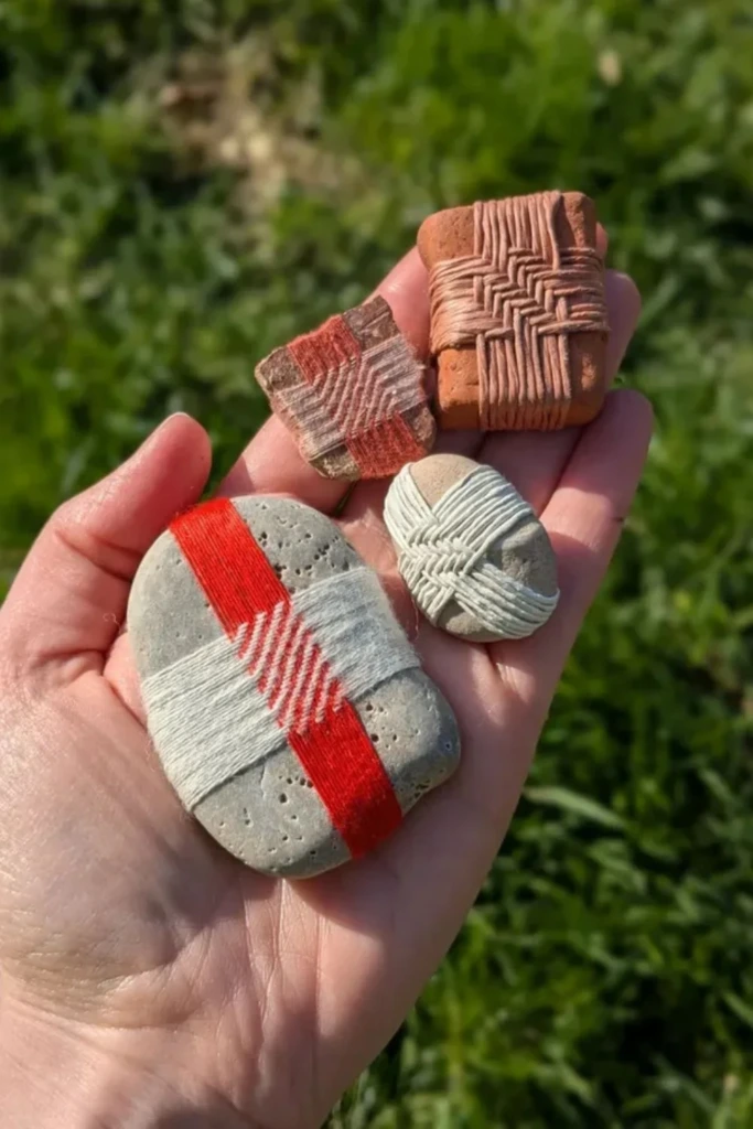 Yarn-Wrapped Rocks