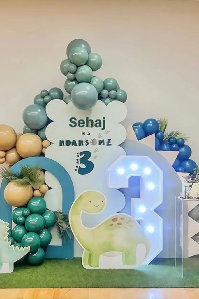Pastel Dino Arch with Light-Up Number