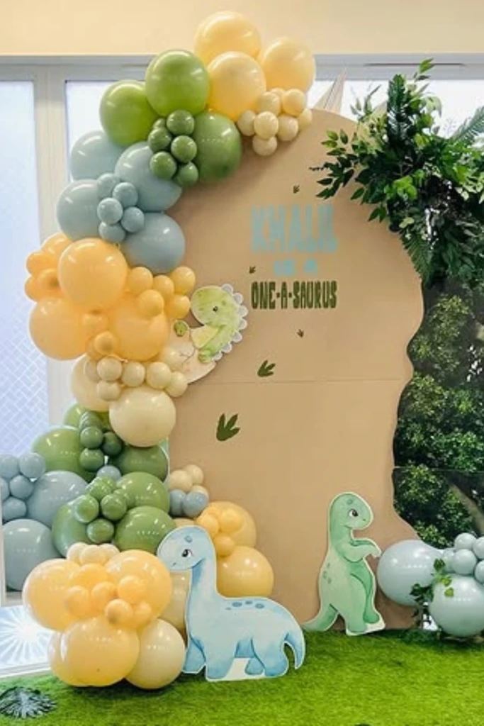 Soft Jungle Dino Backdrop with Marquee Number