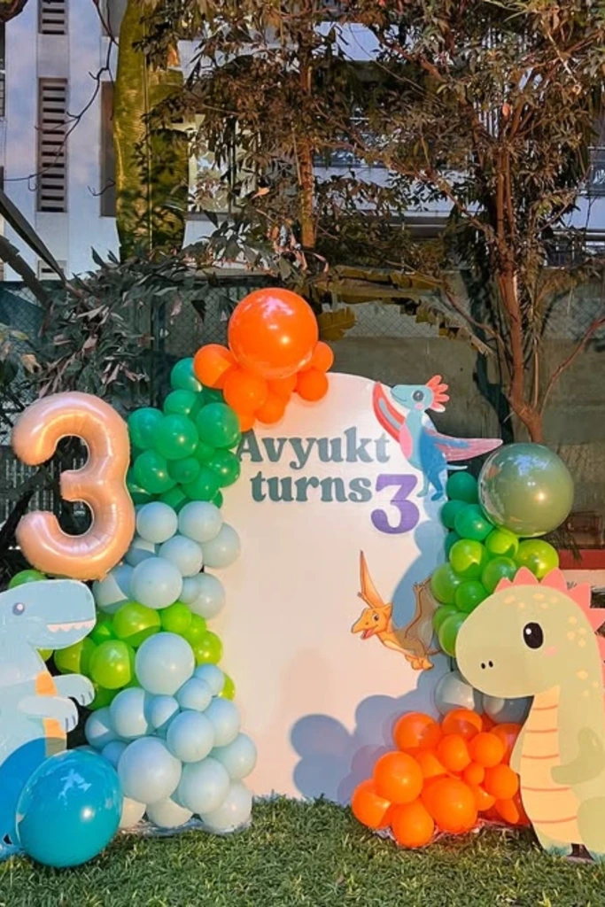 Playful Balloon Frame with Dino Cutouts