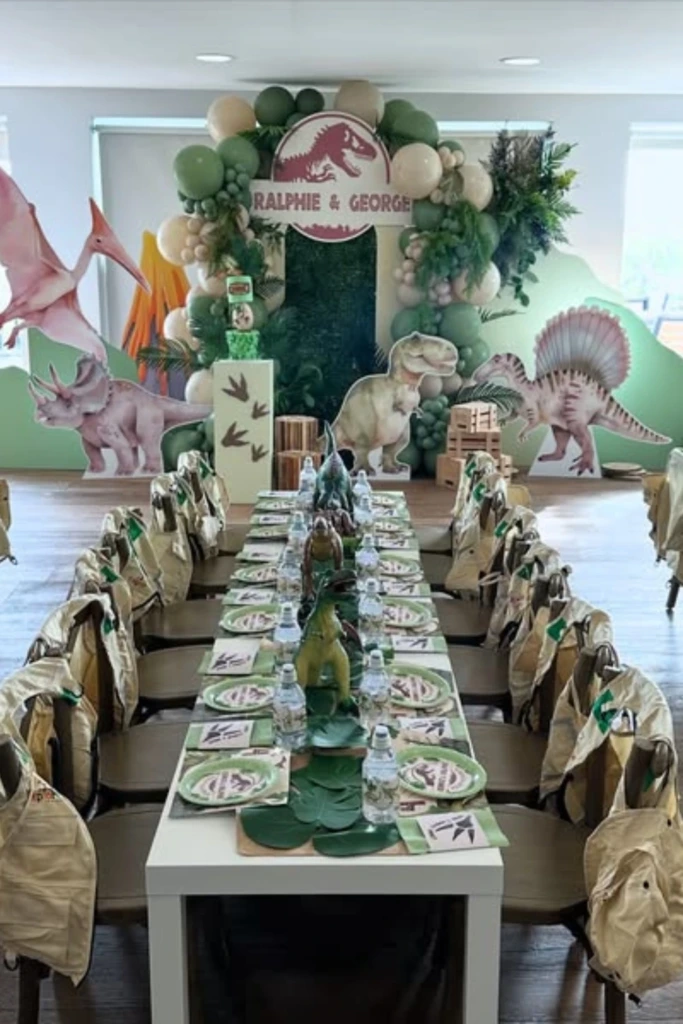 Dino Feast Table with Green Backdrop