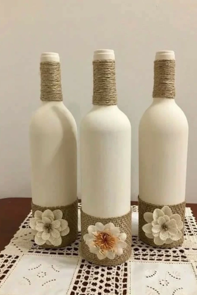 Upcycle Bottles into Rustic Vases