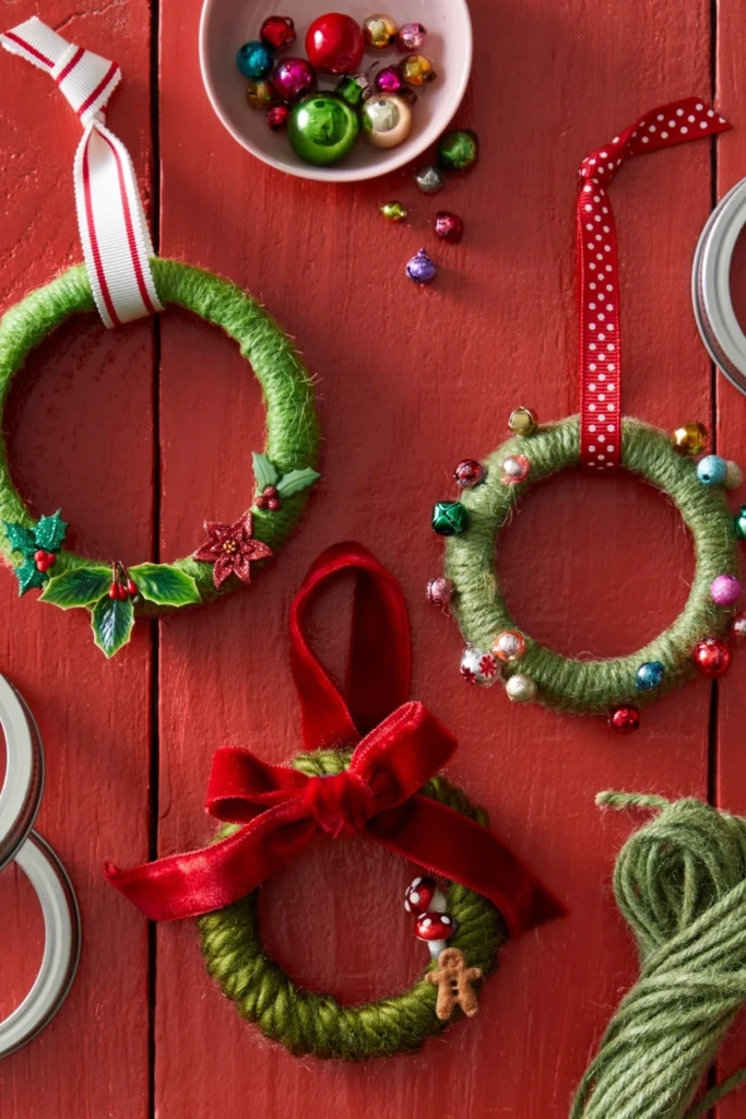 Mini Yarn Wreath Ornaments