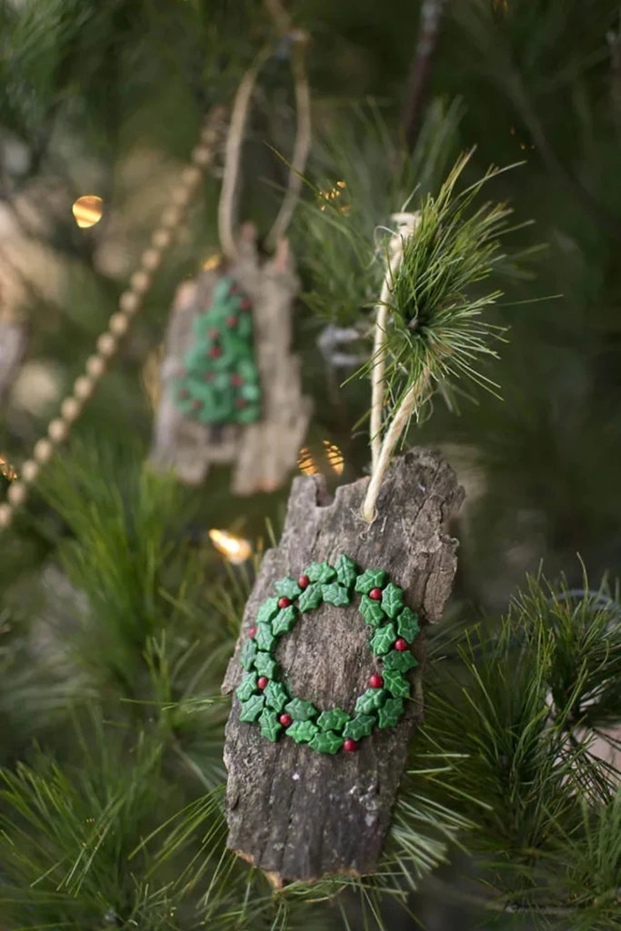 Bark Slice Wreath Ornaments