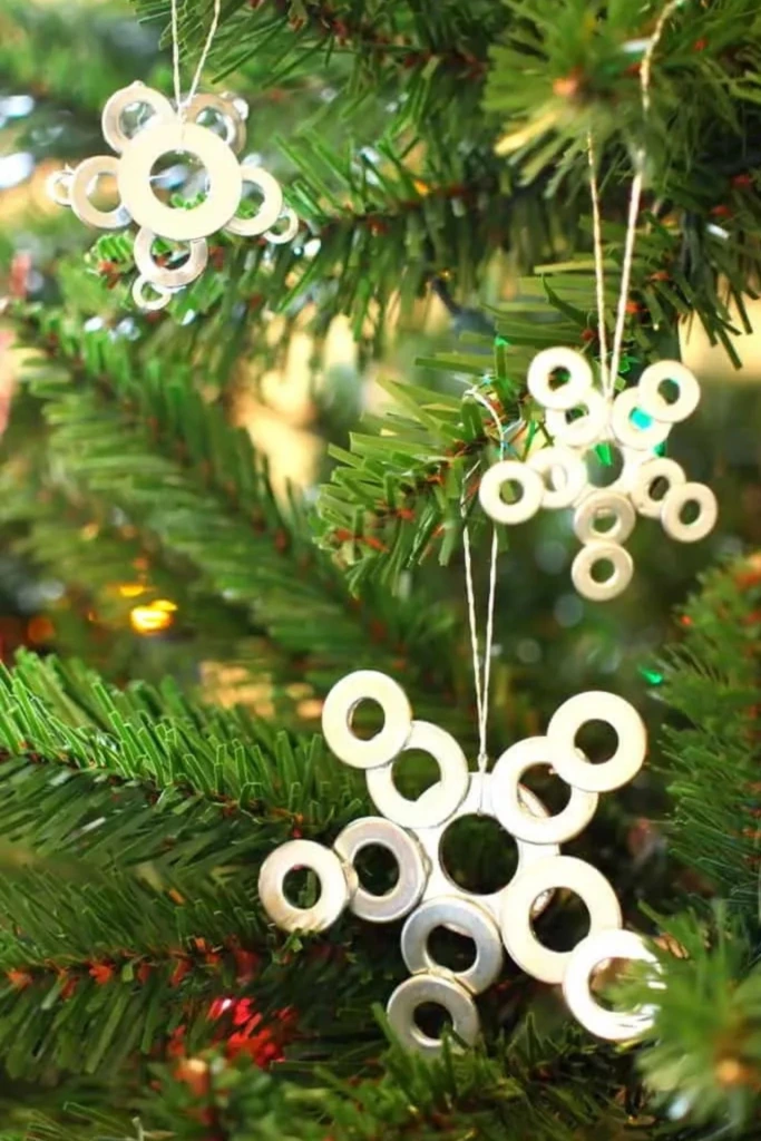 Metal Washer Snowflake Ornaments