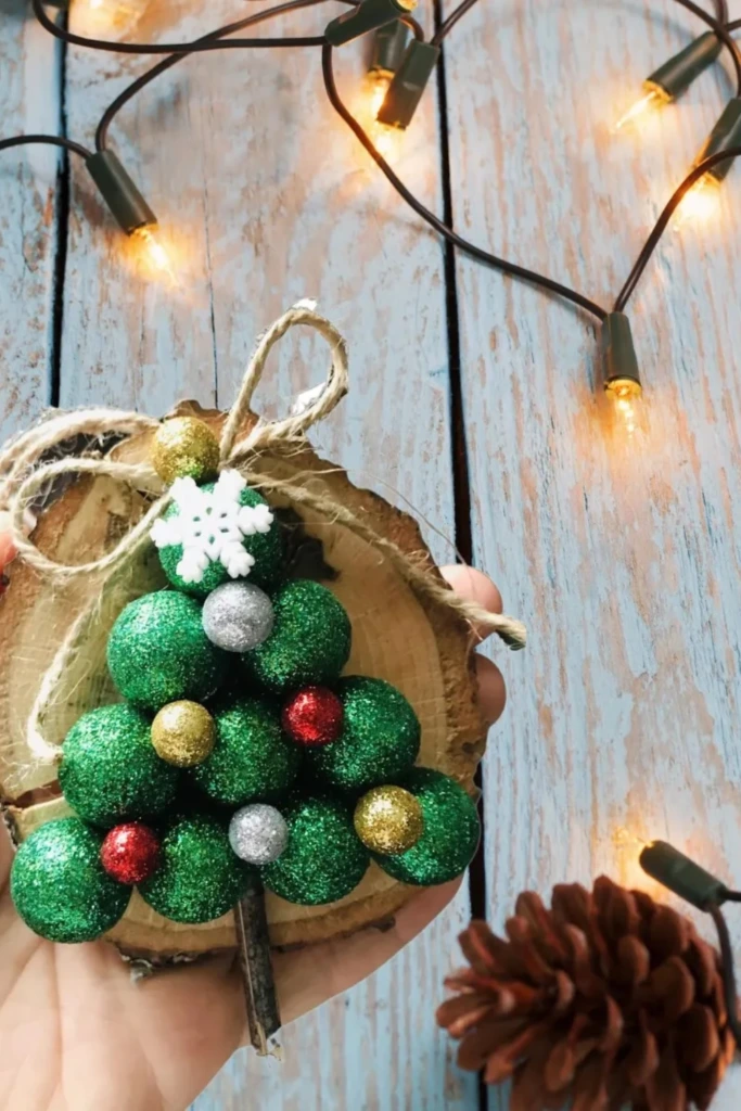 Wood Slice Christmas Tree Ornament