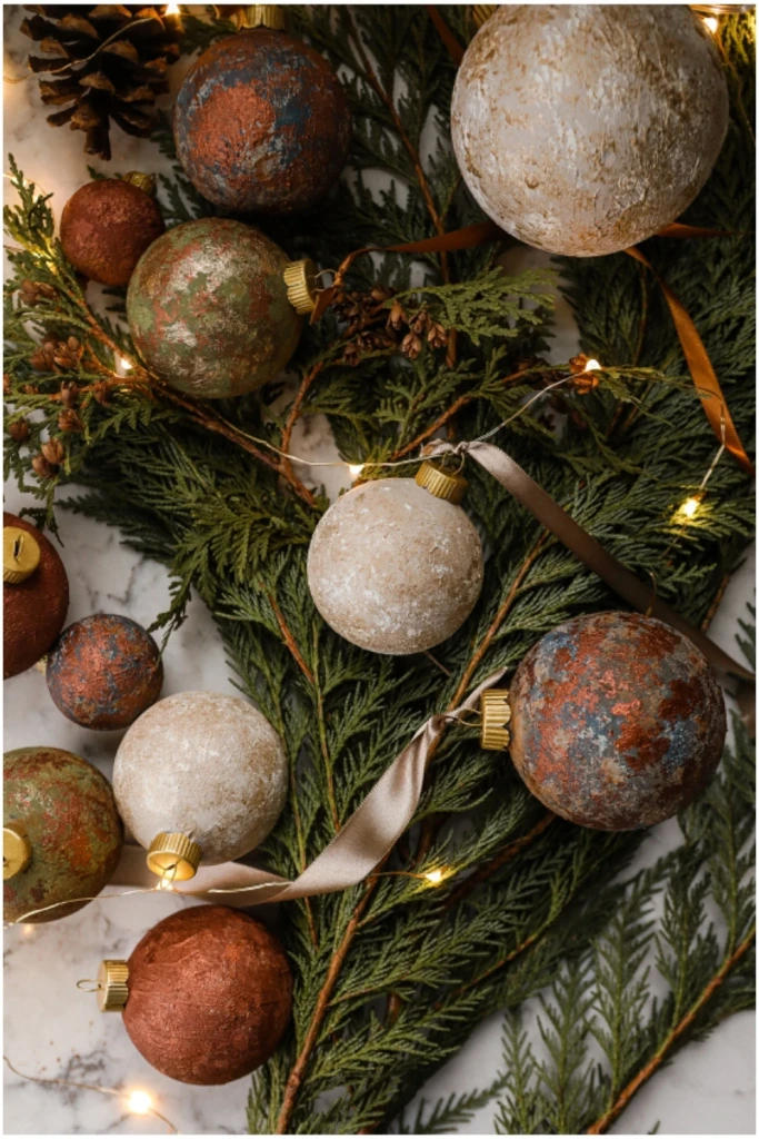 Textured Earth-Tone Bauble Ornaments