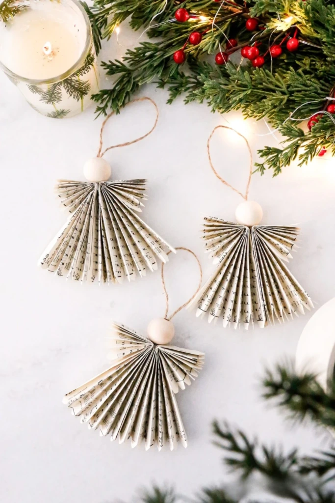 Folded Book Page Angel Ornaments