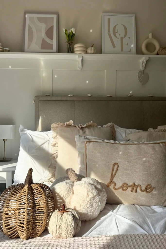 Layer Neutral Pumpkins on the Bed