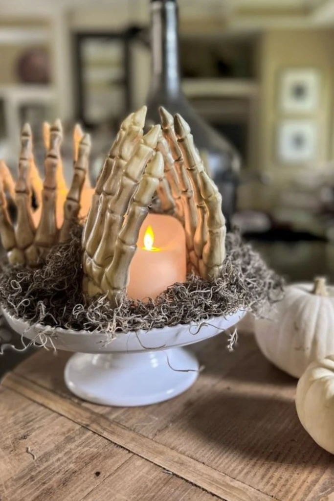 Skeleton Hands Candle Holder