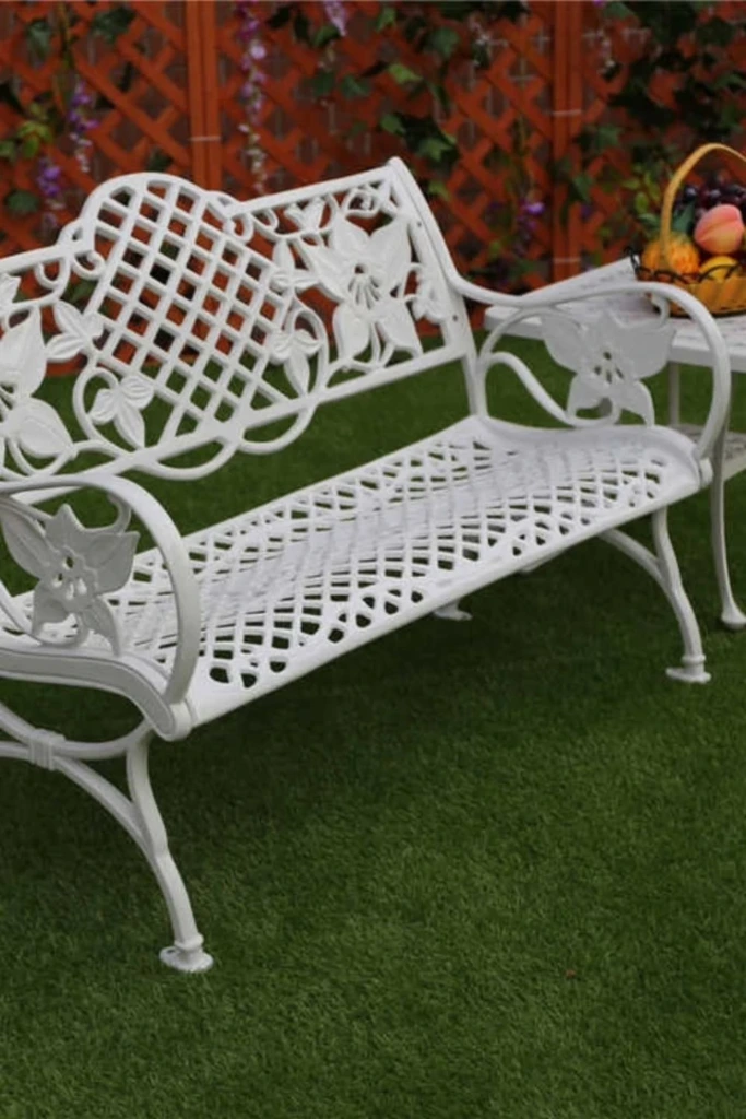 Floral Iron Bench