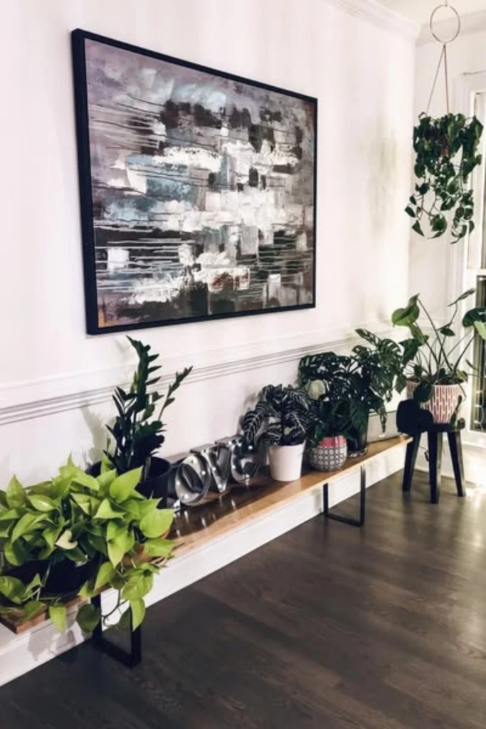 Make a Long Bench Plant Display