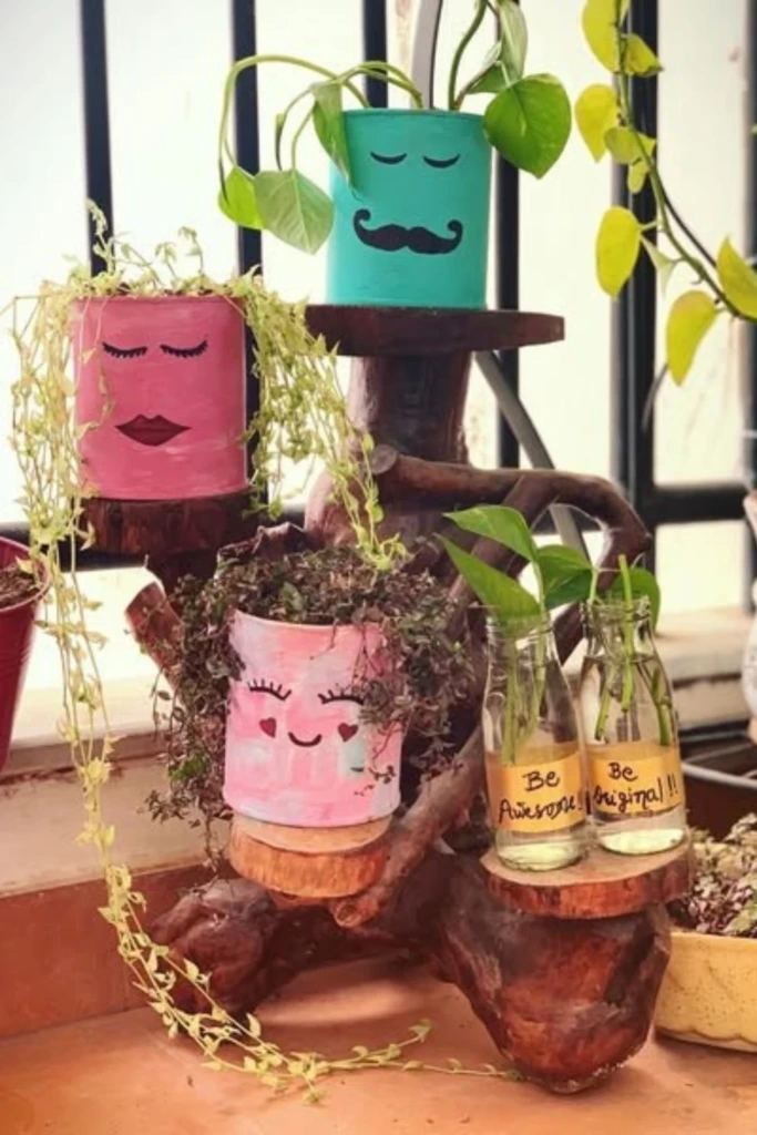 Make a Playful Log Plant Stand