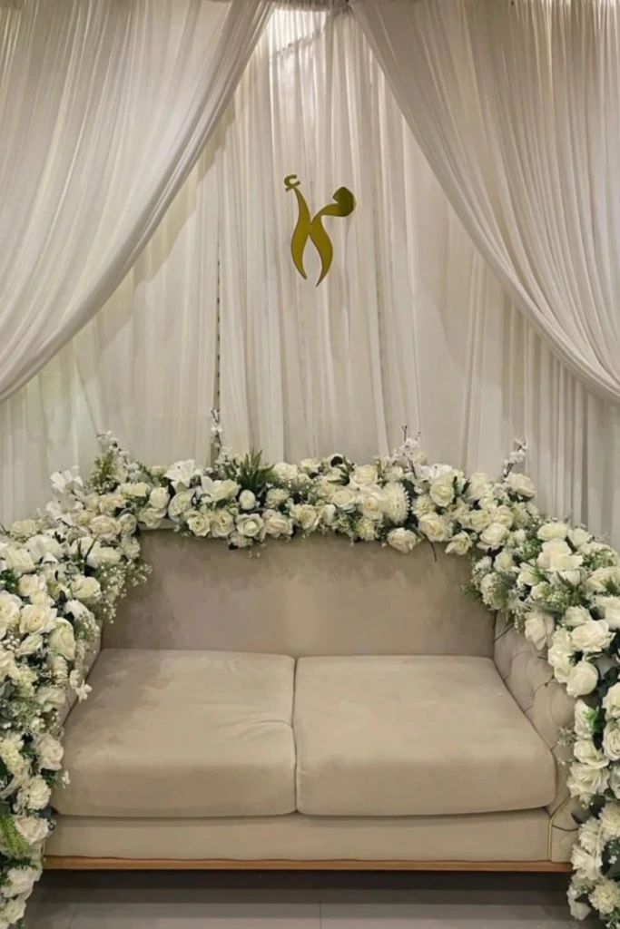 Elegant White Floral Sofa Setup