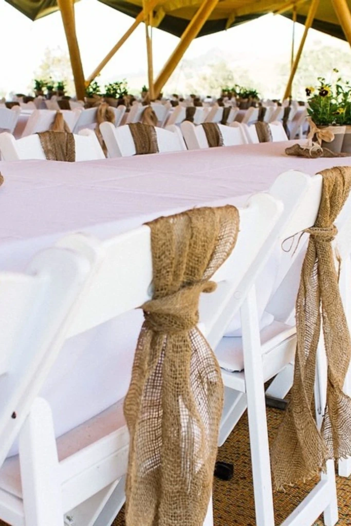 Rustic Burlap Reception Tables