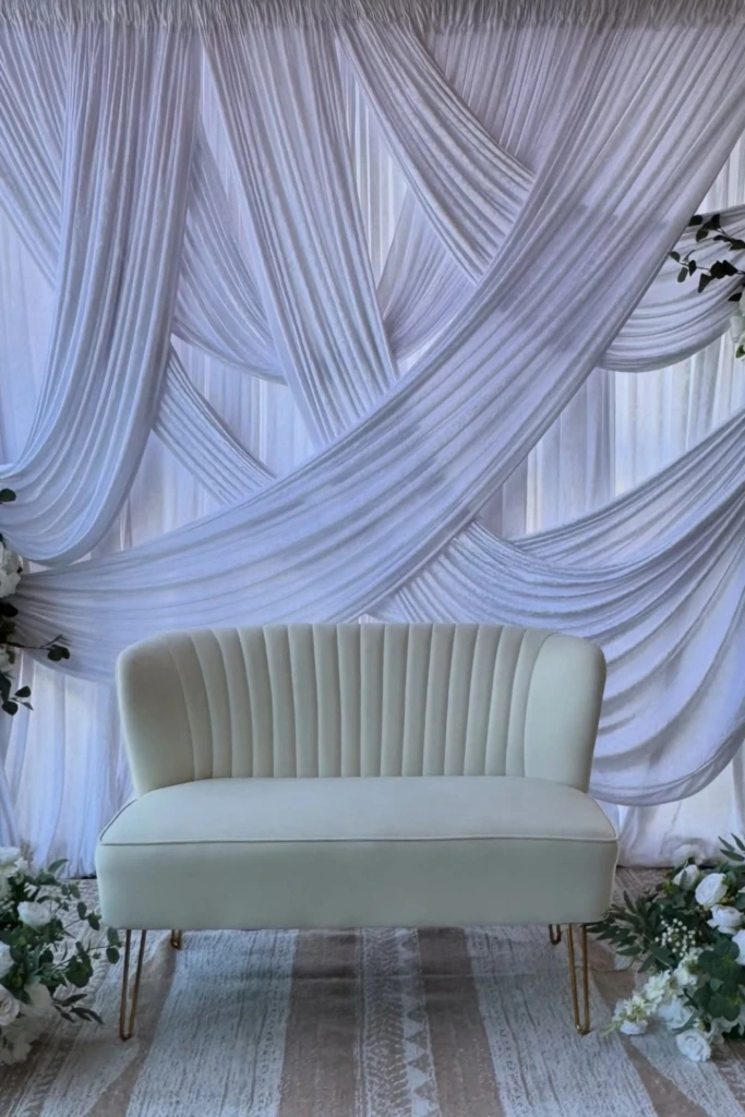 Draped White Backdrop Lounge