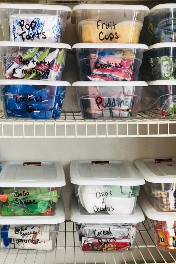 Labeled Snack Bins