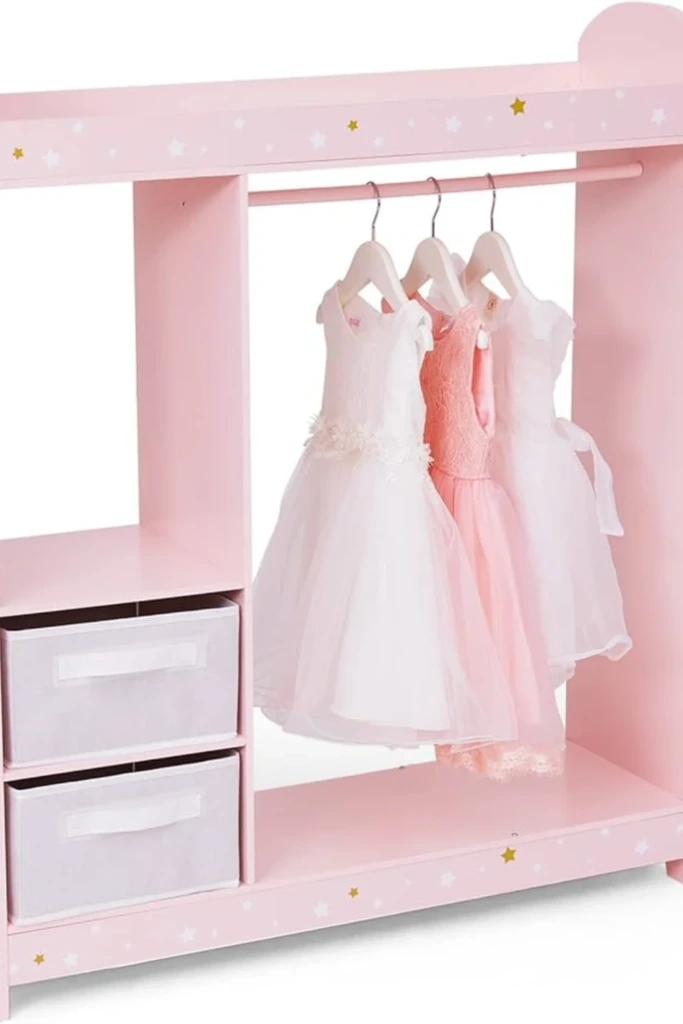 Pink Mini Wardrobe with Hanging Rail