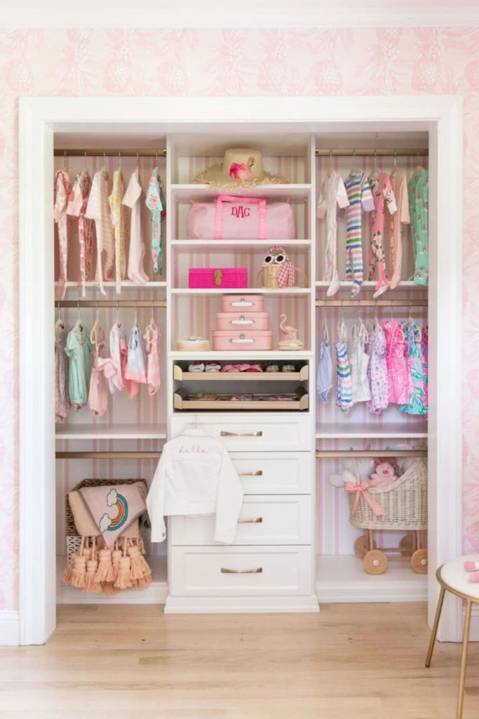 Built-In Closet with Layered Hanging Space