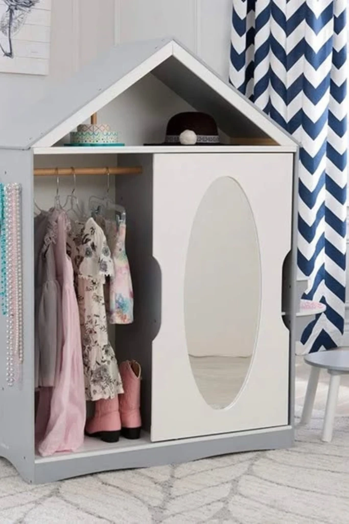 House-Shaped Wardrobe with Oval Mirror