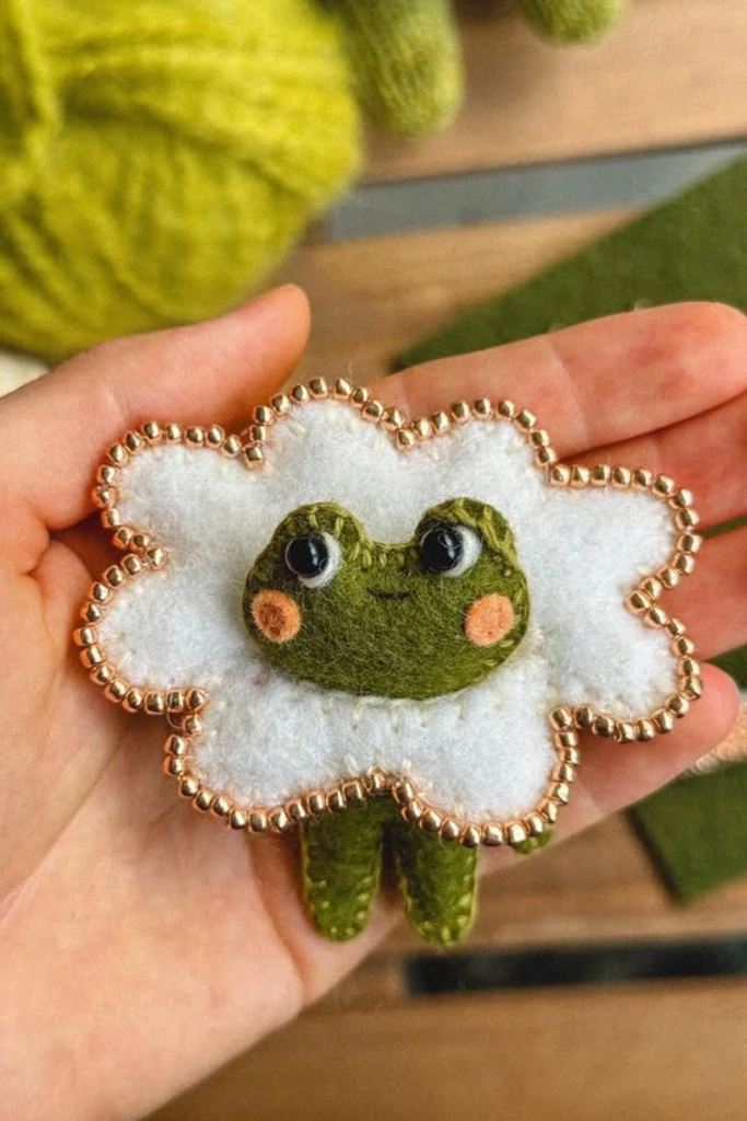 Felt Frog Brooch