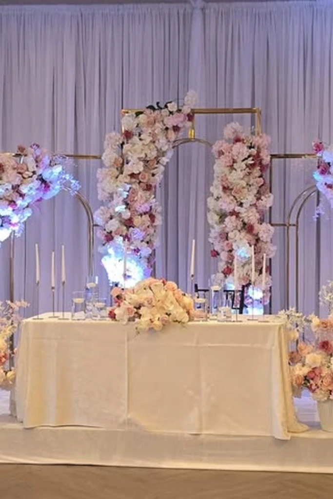 Modern Floral Arch Panels with Candlelight