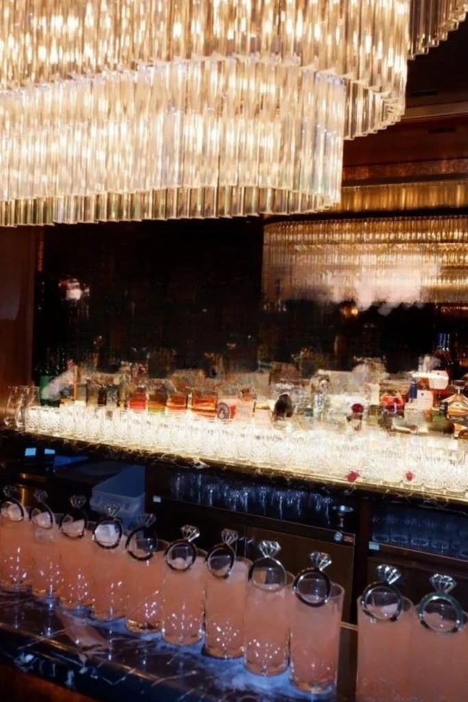 Glam Bar Setup with Signature Drinks