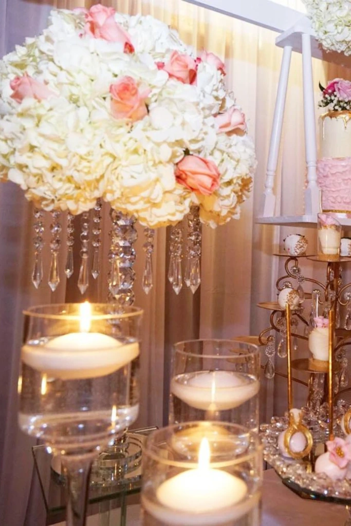 Crystal Glam Dessert Corner with Floating Candles