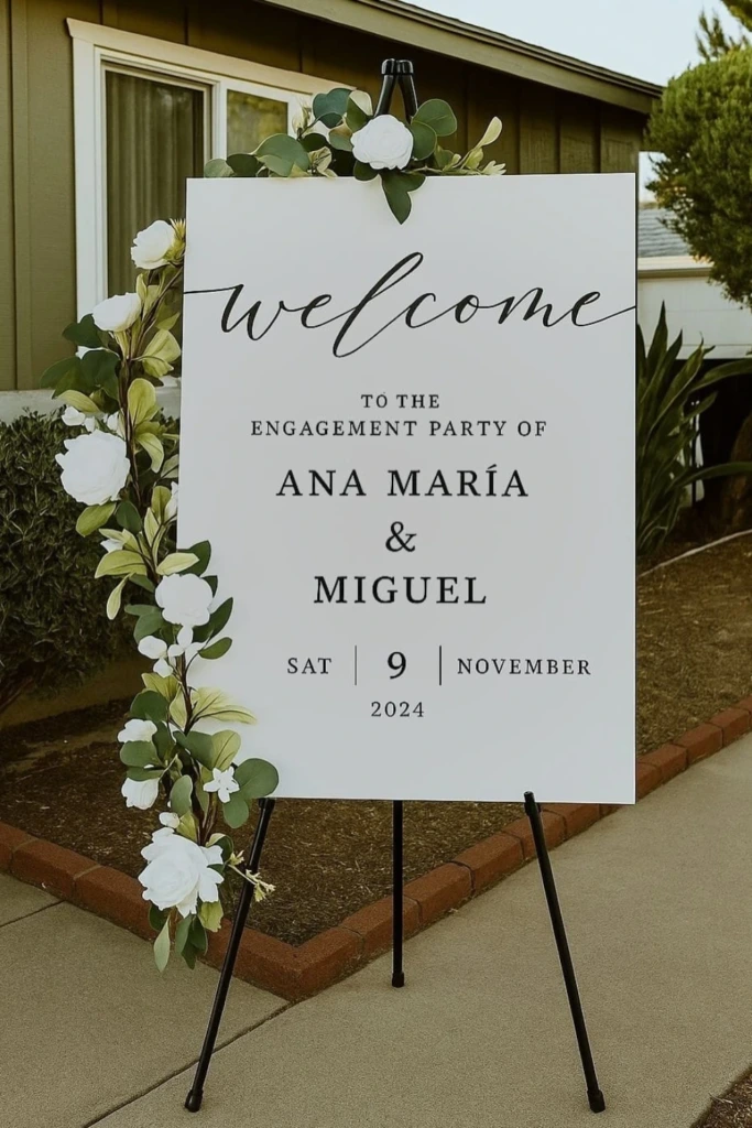 Elegant Welcome Sign with Floral Accent