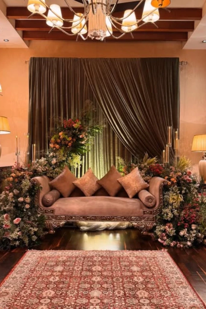 Cozy Living Room Floral Stage