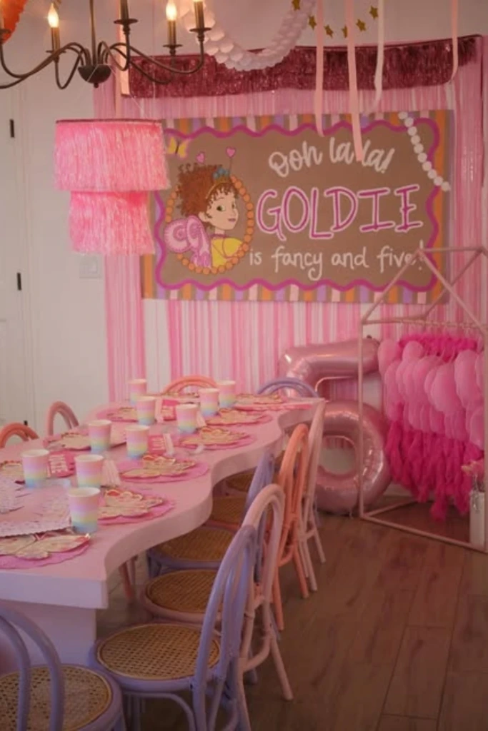 Fancy Nancy Dining Table with Themed Backdrop