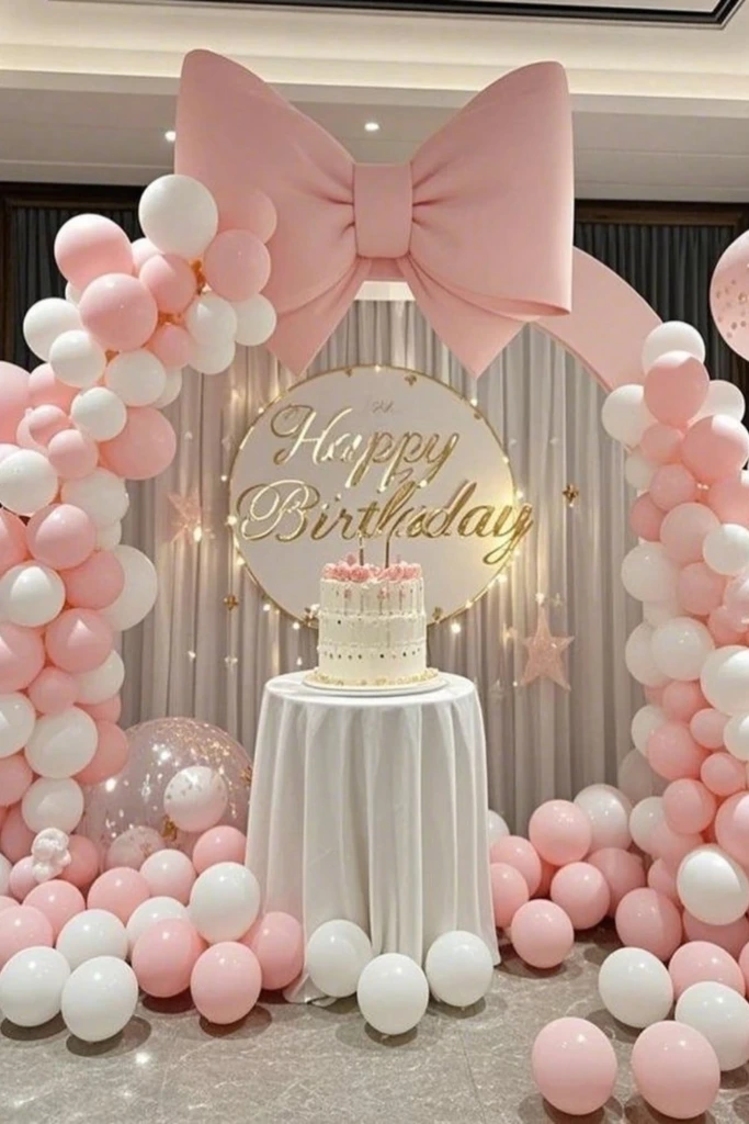 Pink Bow Balloon Arch