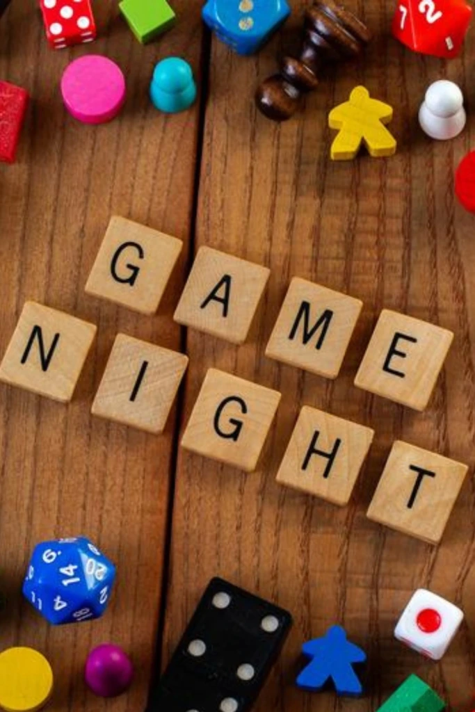 Game Night Setup with Colorful Pieces